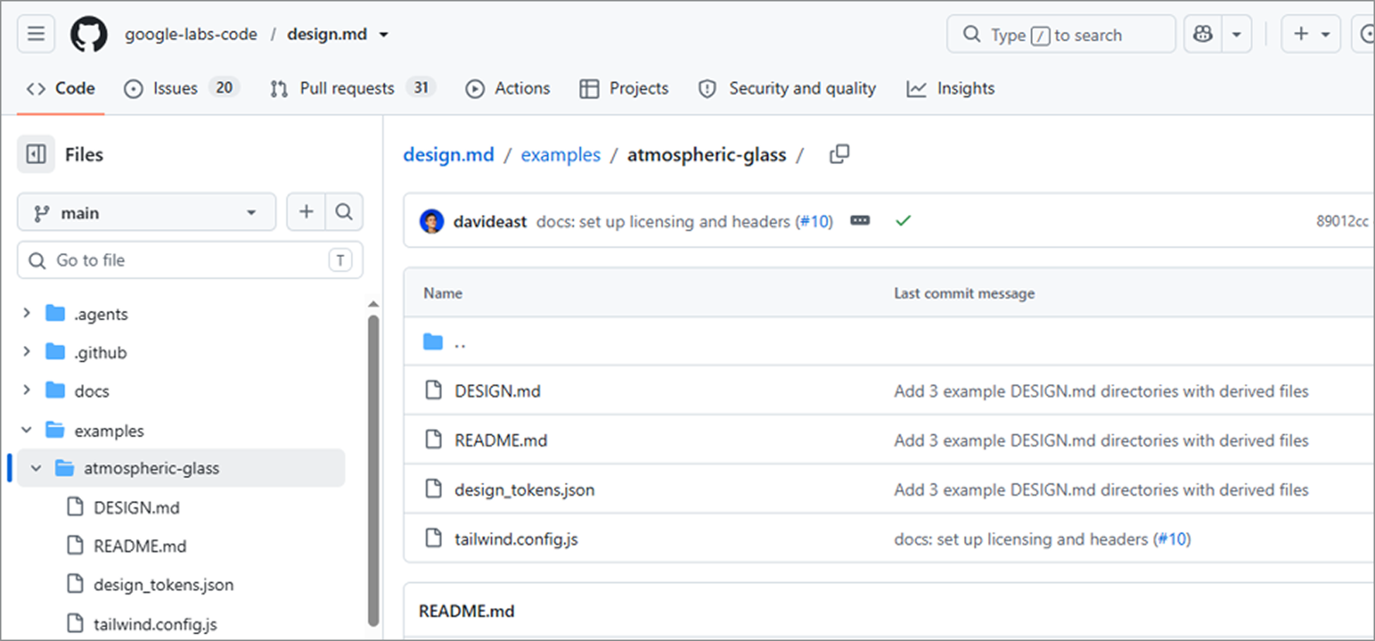 Google Labs Code - DESIGN.md file