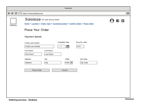 Wireframe - Place your order