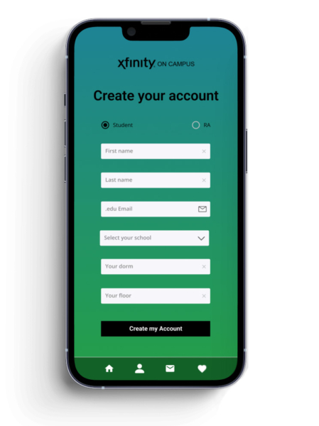 Xfinity on Campus Registration mobile view