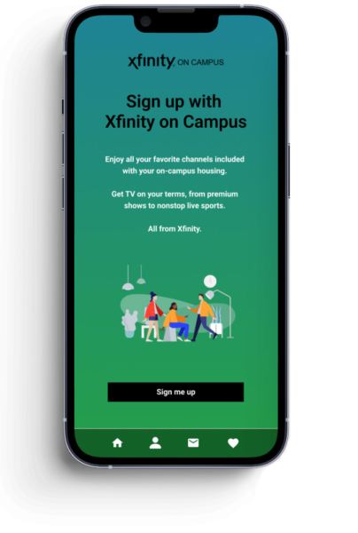 Xfinity on Campus Sign up mobile view