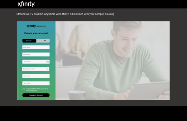 Xfinity on Campus homepage v.2
